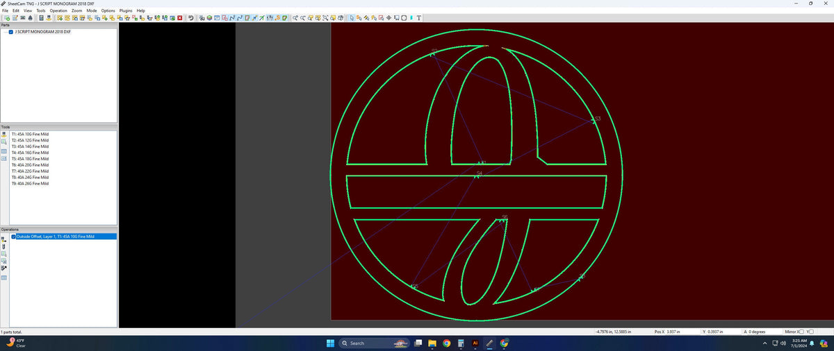 Split Letter J Script Monogram vector paths in design software (photo 4)