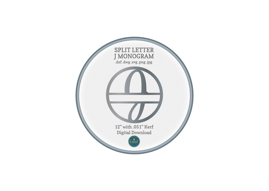 Split Letter J Script Monogram DXF/SVG design preview with file details