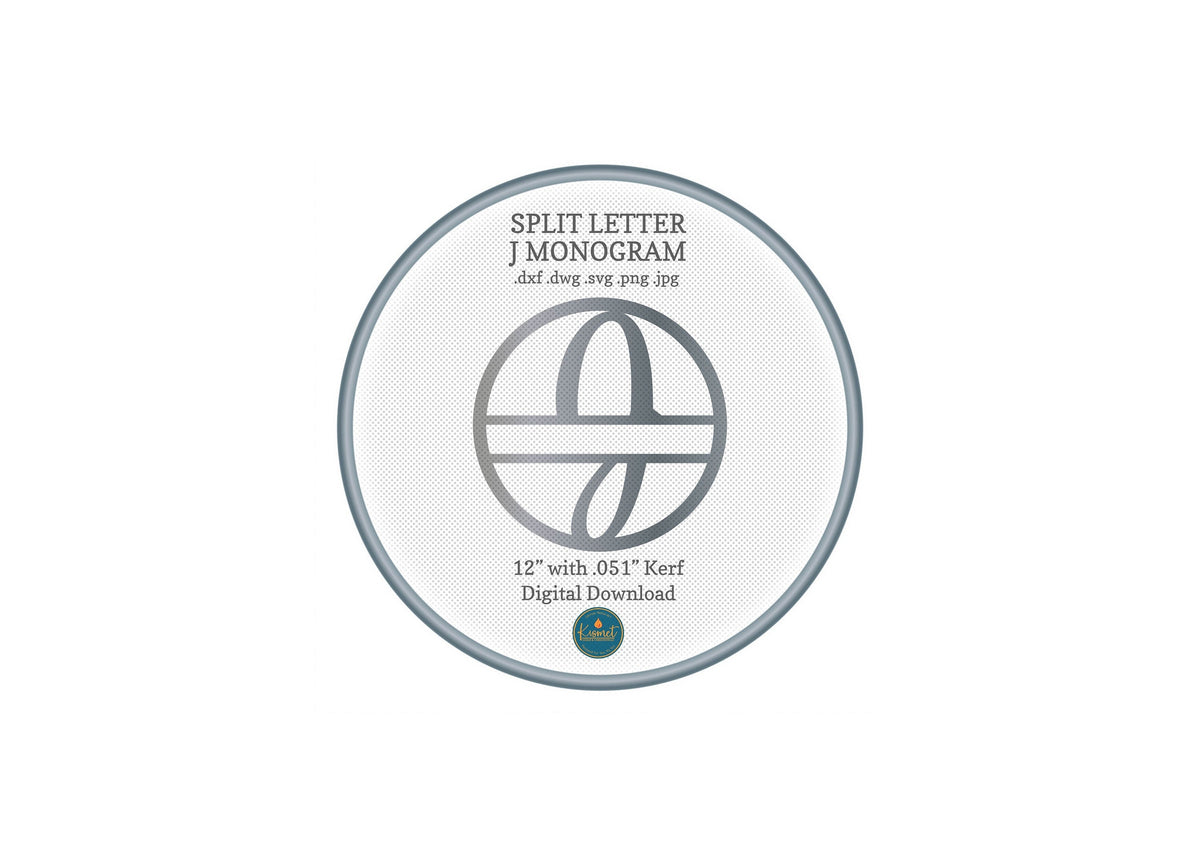 Split Letter J Script Monogram DXF/SVG design preview with file details