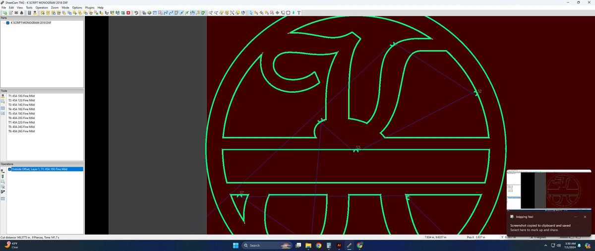 Split Letter K Script Monogram vector paths in design software (photo 7)
