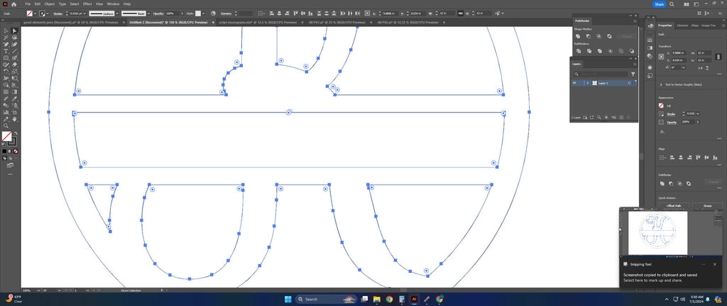 Split Letter K Script Monogram vector paths in design software (photo 6)