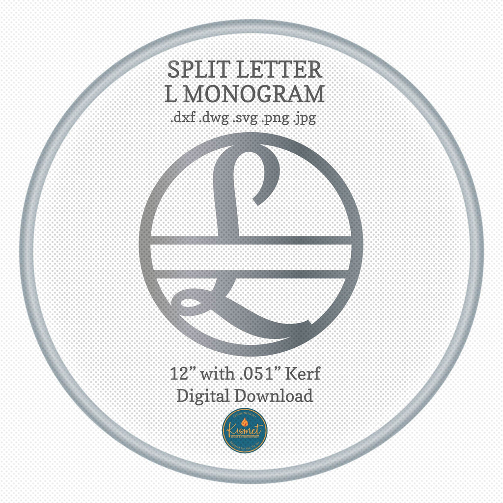 Split Letter L Script Monogram DXF/SVG design preview with file details (photo 3)