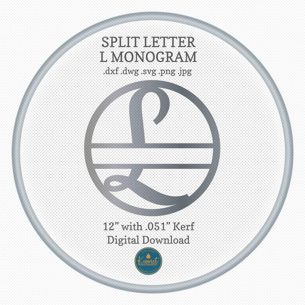 Split Letter L Script Monogram DXF/SVG design preview with file details (photo 3)