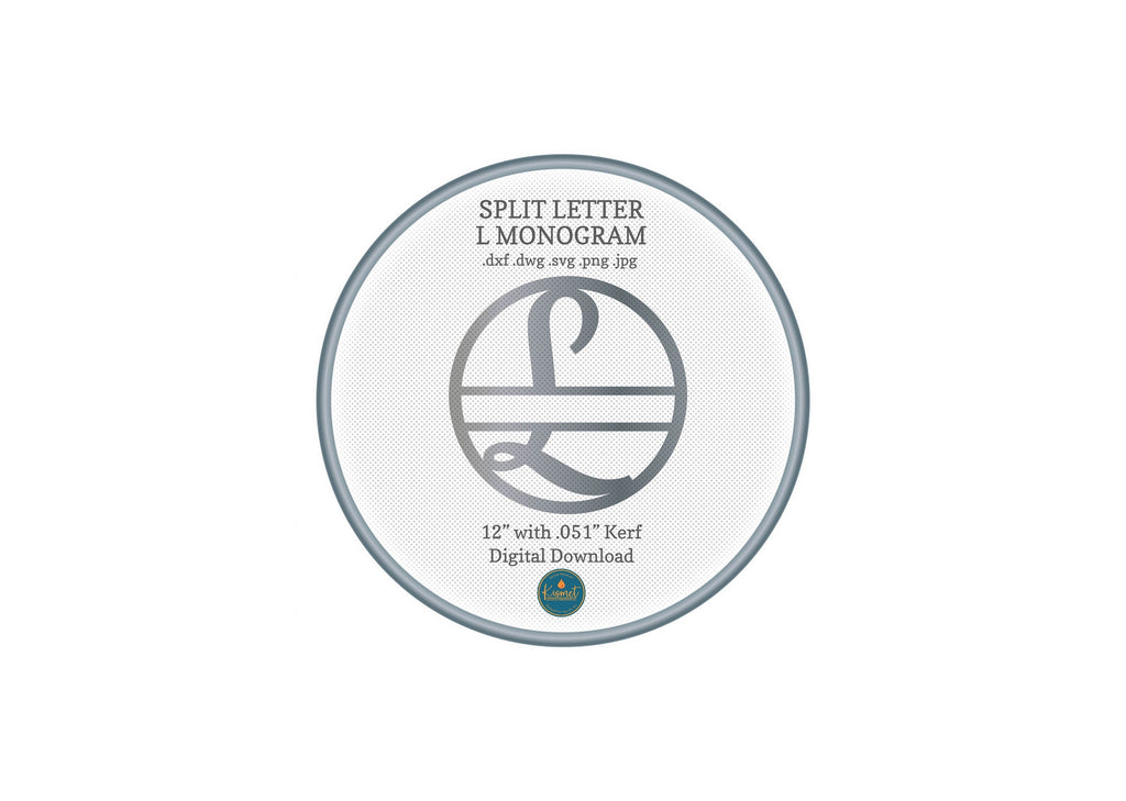 Split Letter L Script Monogram DXF/SVG design preview with file details