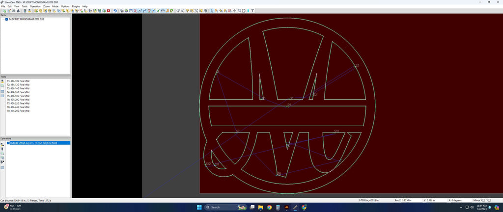 Split Letter M Script Monogram vector paths in design software (photo 4)