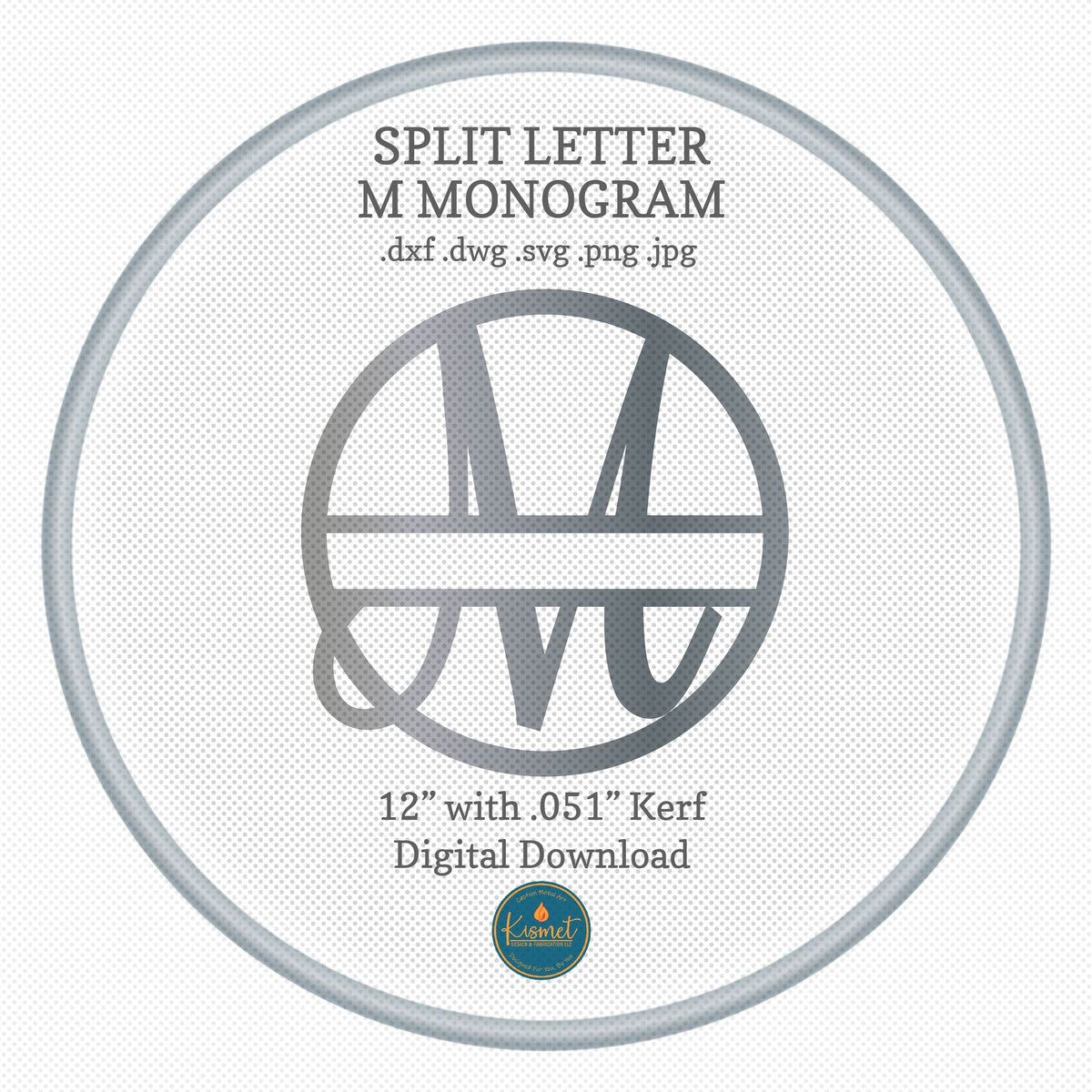Split Letter M Script Monogram DXF/SVG design preview with file details (photo 3)