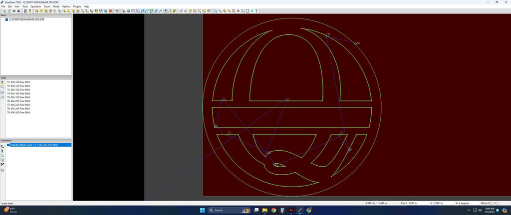 Split Letter Q Script Monogram vector paths in design software (photo 4)