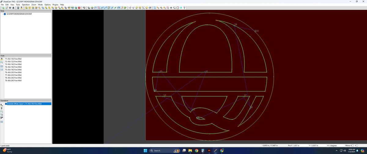 Split Letter Q Script Monogram vector paths in design software (photo 4)