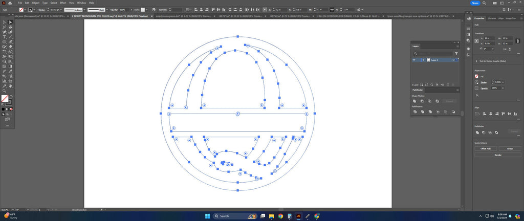 Split Letter Q Script Monogram vector paths in design software (photo 5)