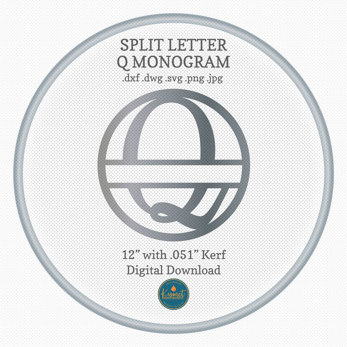 Split Letter Q Script Monogram DXF/SVG design preview with file details (photo 3)