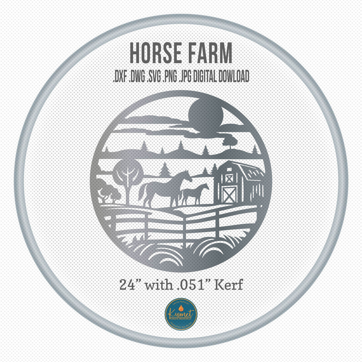 Horse Farm Pasture Scene DXF/SVG design preview with file details (photo 4)