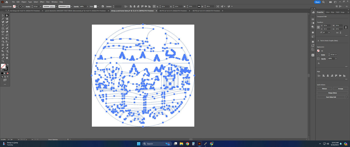 Horse Farm Pasture Scene vector paths in design software (photo 5)