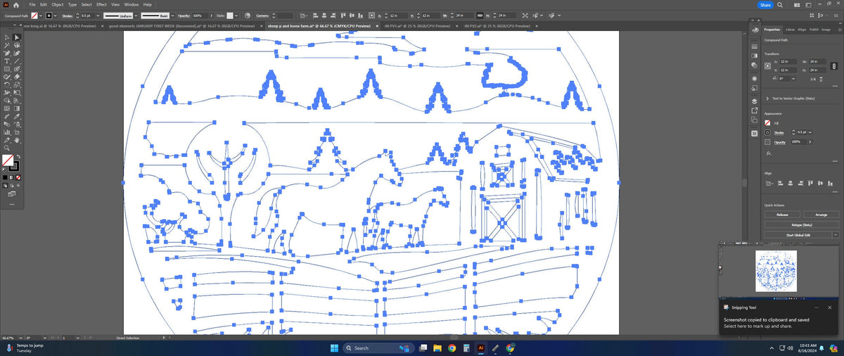 Horse Farm Pasture Scene vector paths in design software (photo 6)