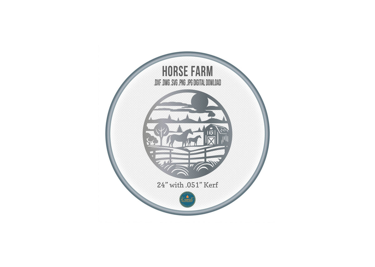 Horse Farm Pasture Scene DXF/SVG design preview with file details