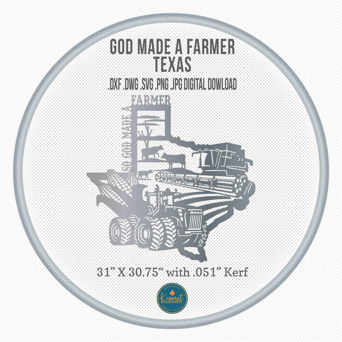 Texas So God Made a Farmer Sign DXF/SVG design preview with file details (photo 3)