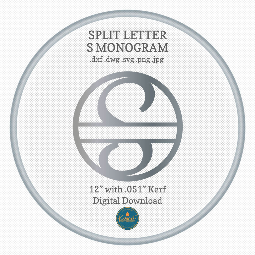 Split Letter S Script Monogram DXF/SVG design preview with file details (photo 3)