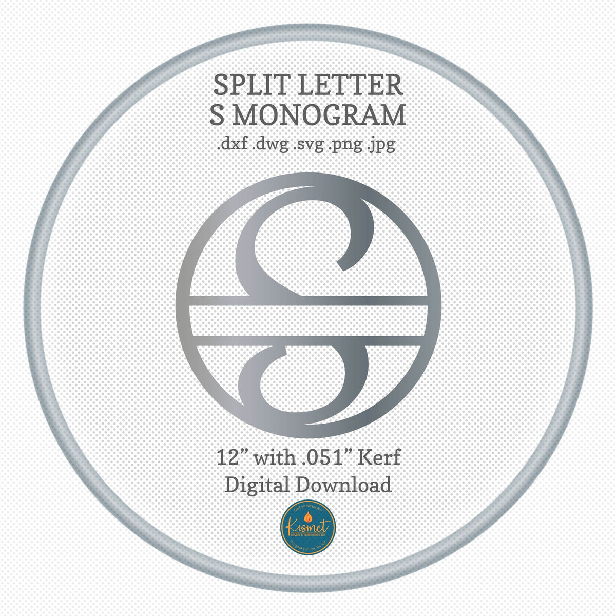 Split Letter S Script Monogram DXF/SVG design preview with file details (photo 3)