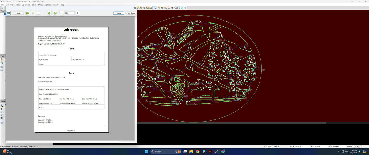 Mountain Ducks Oval Scene vector paths in design software (photo 6)