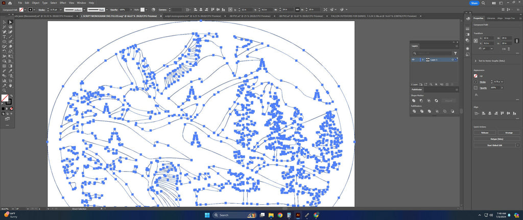 Mountain Ducks Oval Scene vector paths in design software (photo 7)