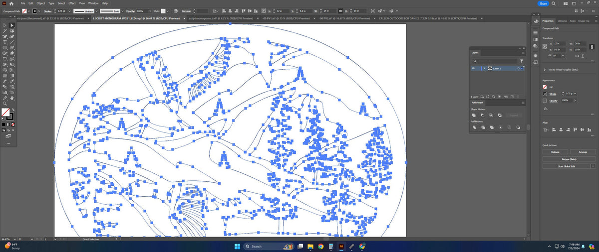 Mountain Ducks Oval Scene vector paths in design software (photo 7)