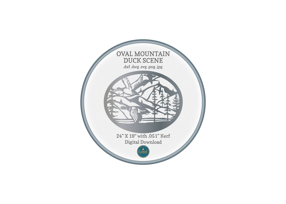 Mountain Ducks Oval Scene DXF/SVG design preview with file details
