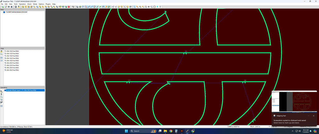 Split Letter T Script Monogram vector paths in design software (photo 5)