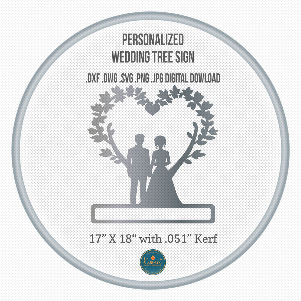 Wedding Couple Tree Sign DXF/SVG design preview with file details (photo 3)