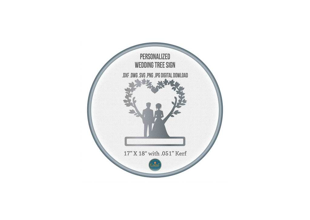 Wedding Couple Tree Sign DXF/SVG design preview with file details