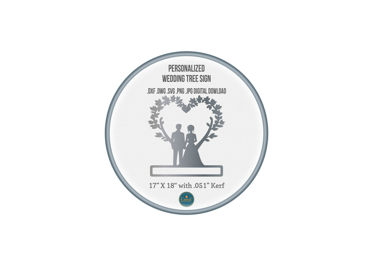 Wedding Couple Tree Sign DXF/SVG design preview with file details