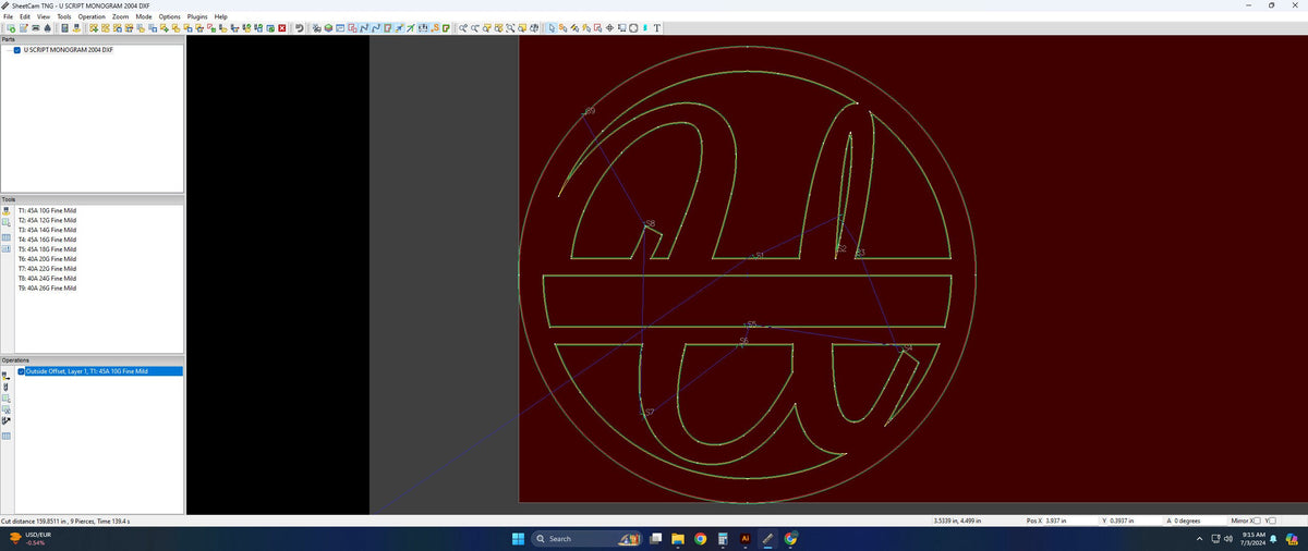 Split Letter U Script Monogram vector paths in design software (photo 6)