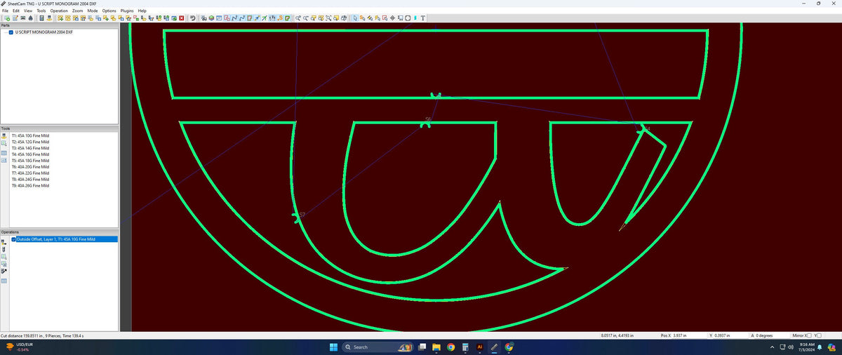 Split Letter U Script Monogram vector paths in design software (photo 7)