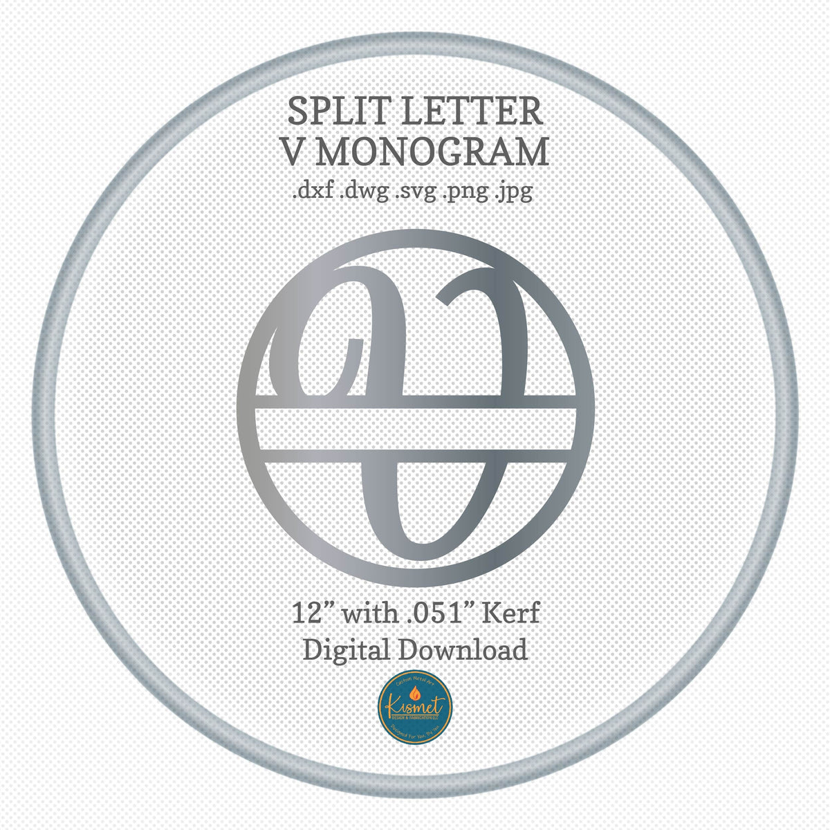 Split Letter V Script Monogram DXF/SVG design preview with file details (photo 8)