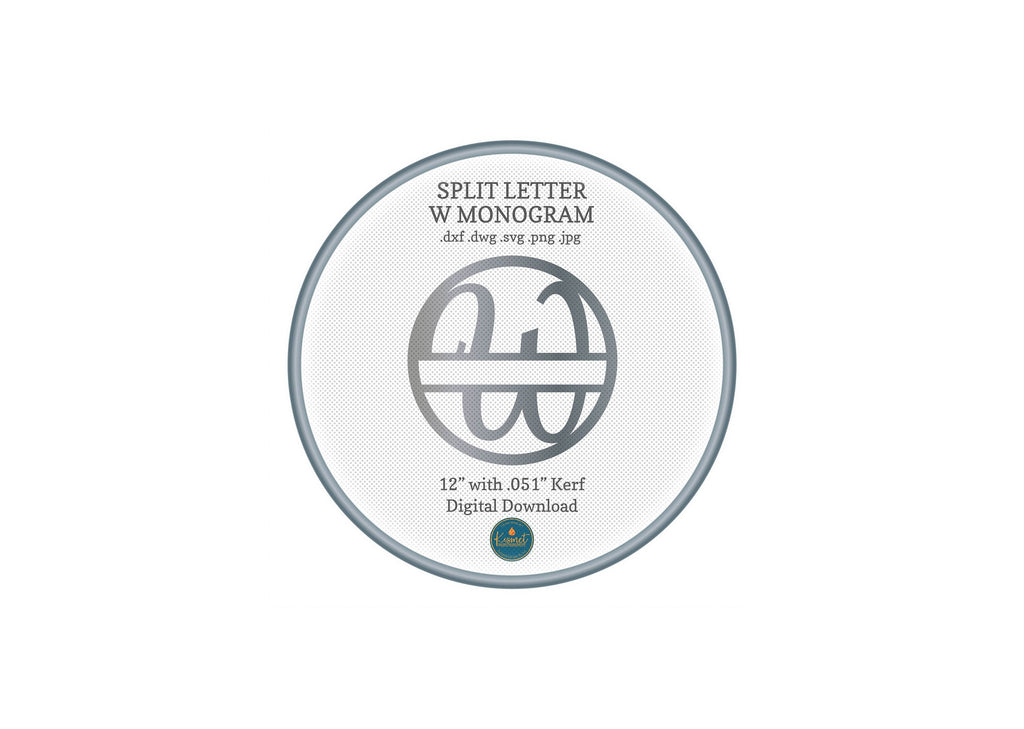 Split Letter W Script Monogram DXF/SVG design preview with file details