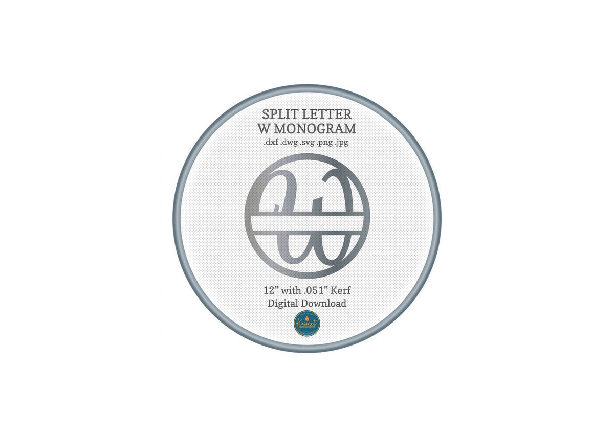 Split Letter W Script Monogram DXF/SVG design preview with file details