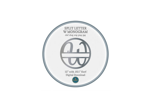 Split Letter W Script Monogram DXF/SVG design preview with file details