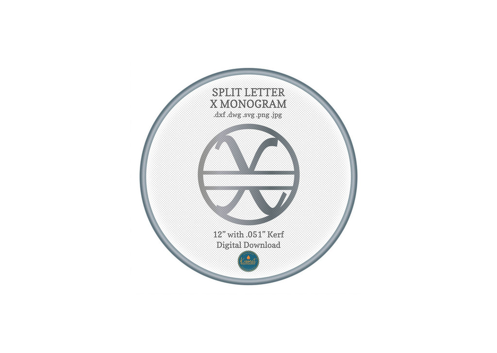 Split Letter X Script Monogram DXF/SVG design preview with file details