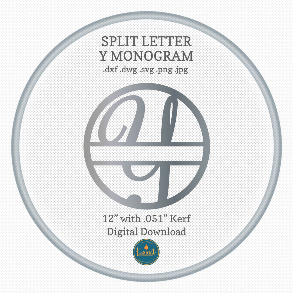 Split Letter Y Script Monogram DXF/SVG design preview with file details (photo 3)