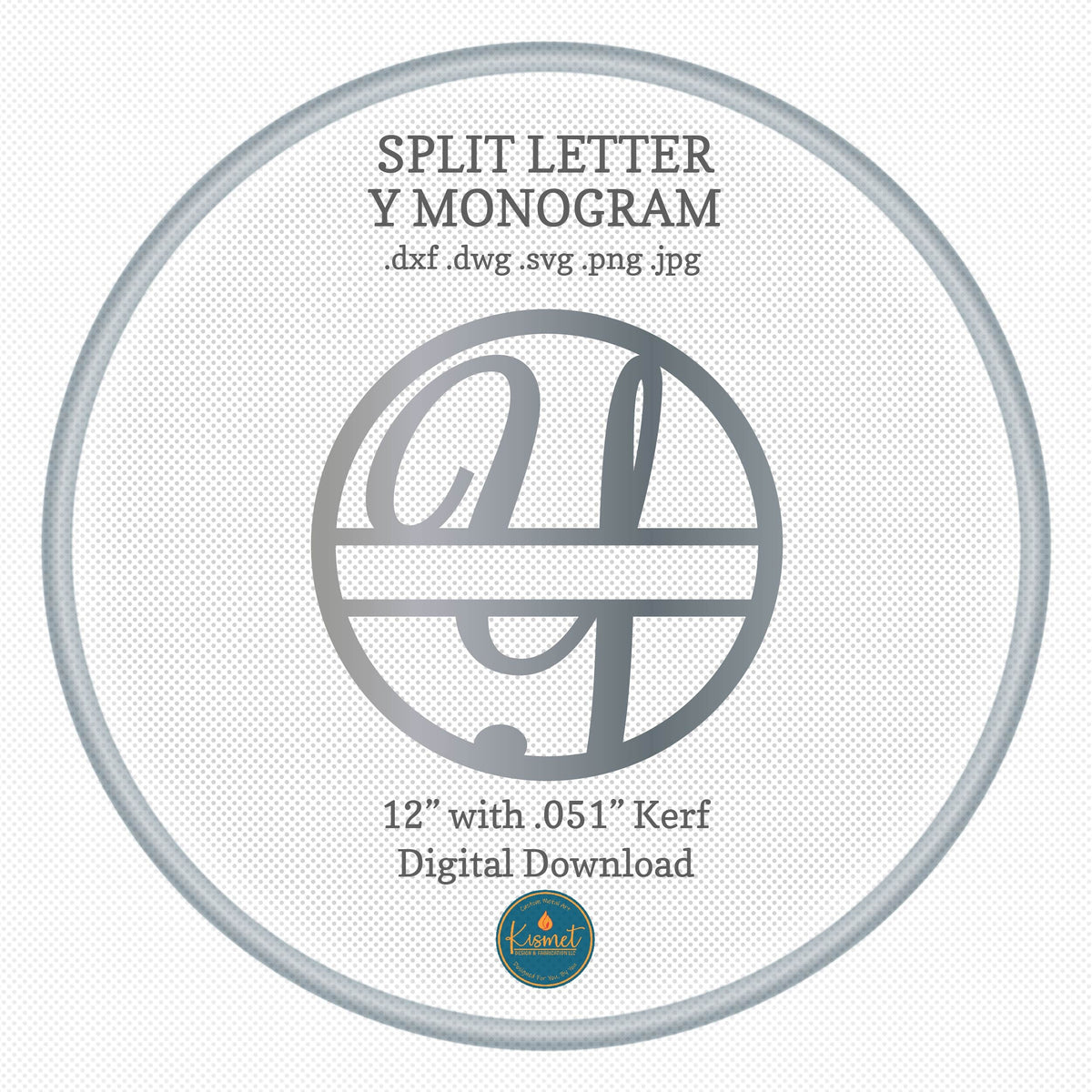 Split Letter Y Script Monogram DXF/SVG design preview with file details (photo 3)