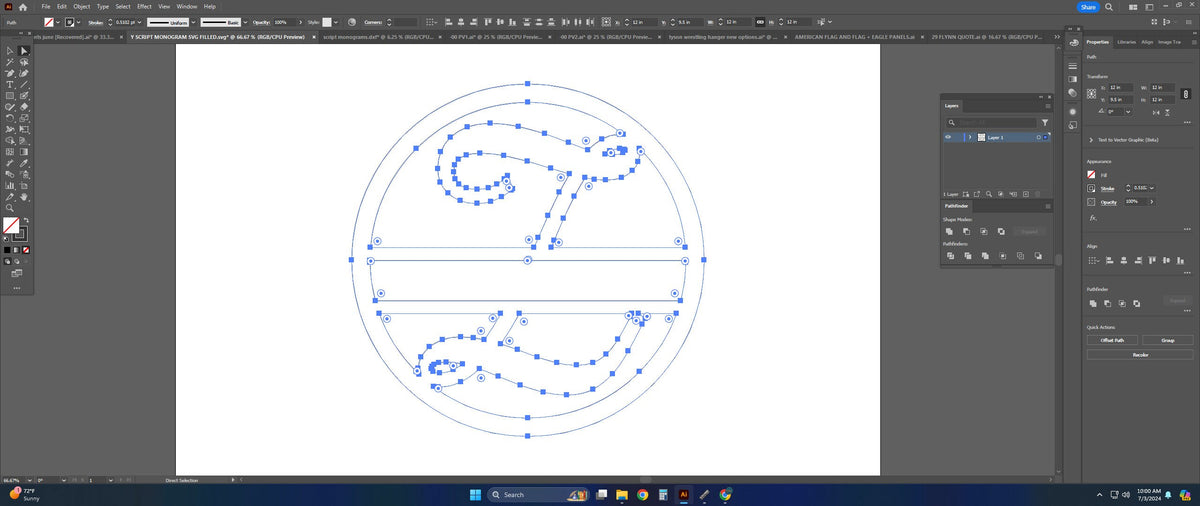 Split Letter Z Script Monogram vector paths in design software (photo 4)