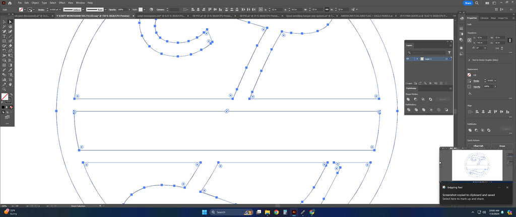 Split Letter Z Script Monogram vector paths in design software (photo 5)