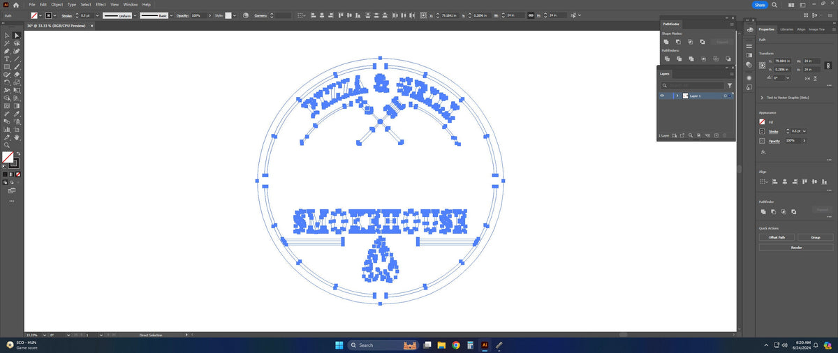 Smokehouse Pizza and Grill Round Sign vector paths in design software (photo 4)