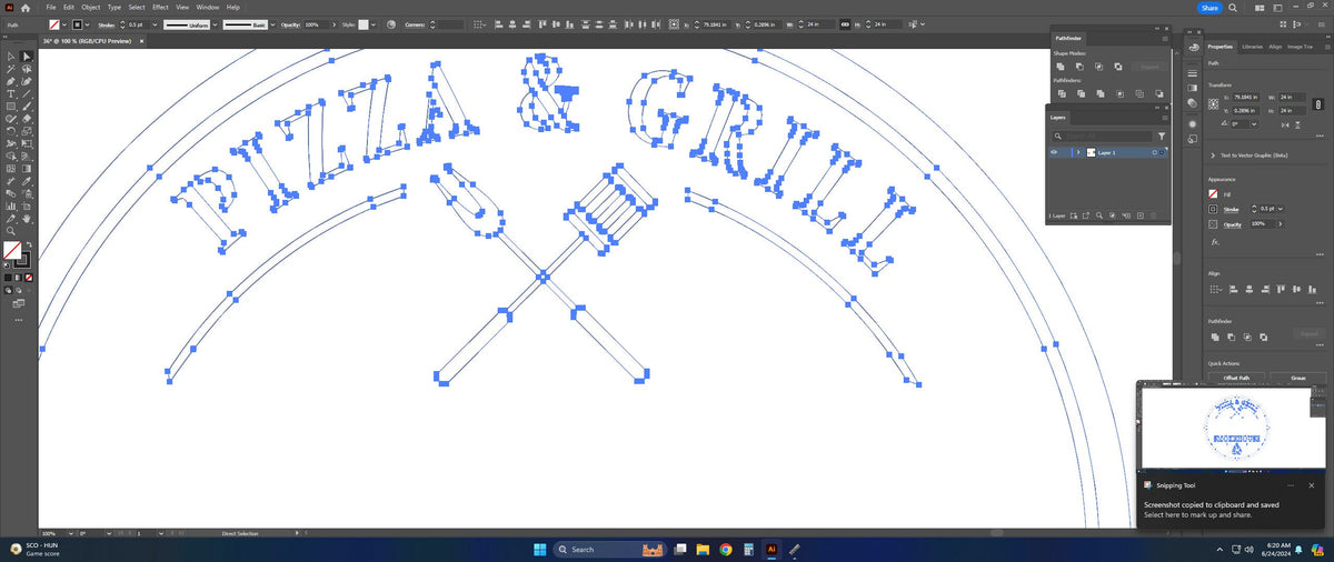 Smokehouse Pizza and Grill Round Sign vector paths in design software (photo 6)