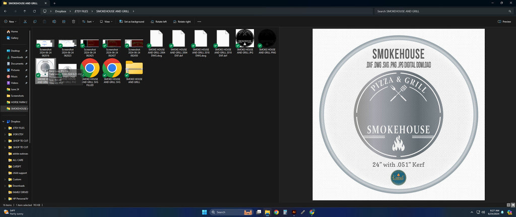 Smokehouse Pizza and Grill Round Sign vector paths in design software