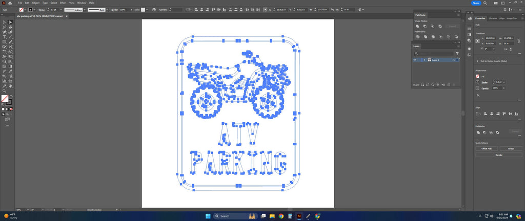 ATV Parking Sign vector paths in design software (photo 4)