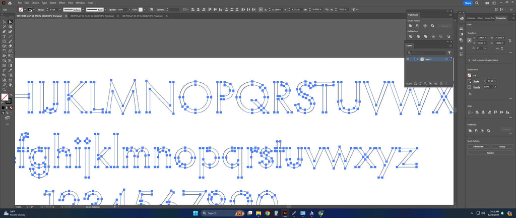 Thin Sans Bridged Stencil Font vector paths in design software (photo 6)