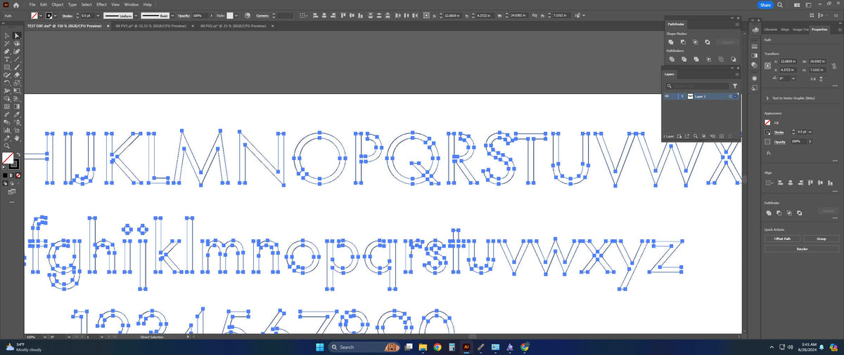 Thin Sans Bridged Stencil Font vector paths in design software (photo 6)