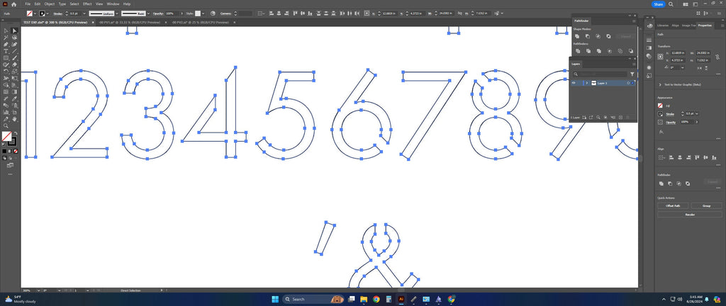 Thin Sans Bridged Stencil Font vector paths in design software (photo 7)