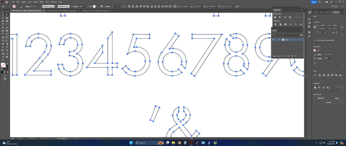 Thin Sans Bridged Stencil Font vector paths in design software (photo 7)
