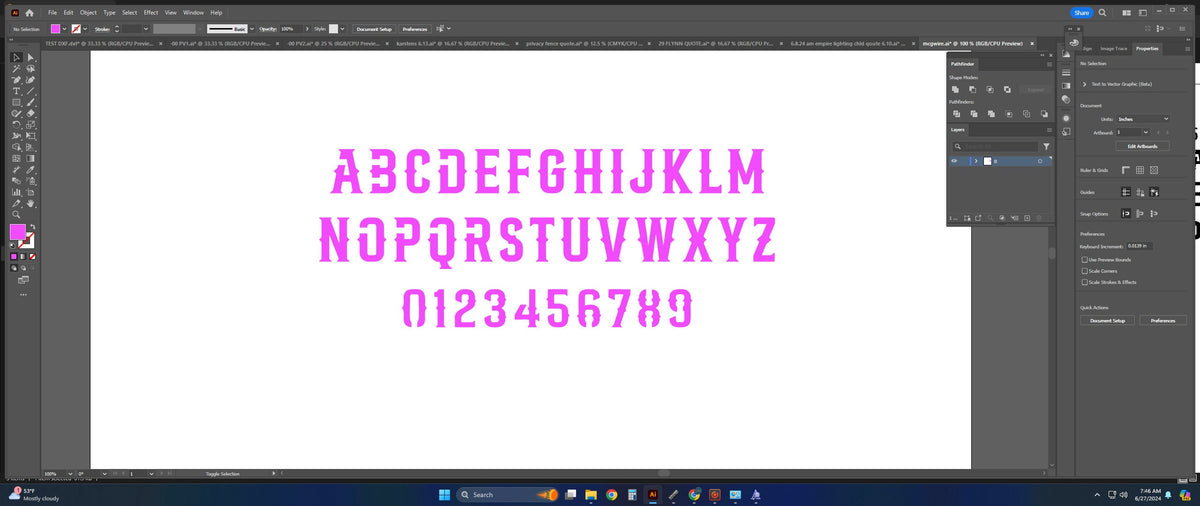Western Bridged Stencil Font vector paths in design software (photo 8)