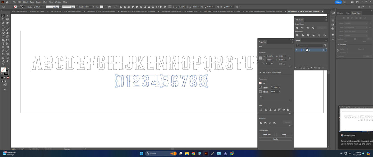 Western Bridged Stencil Font vector paths in design software (photo 7)